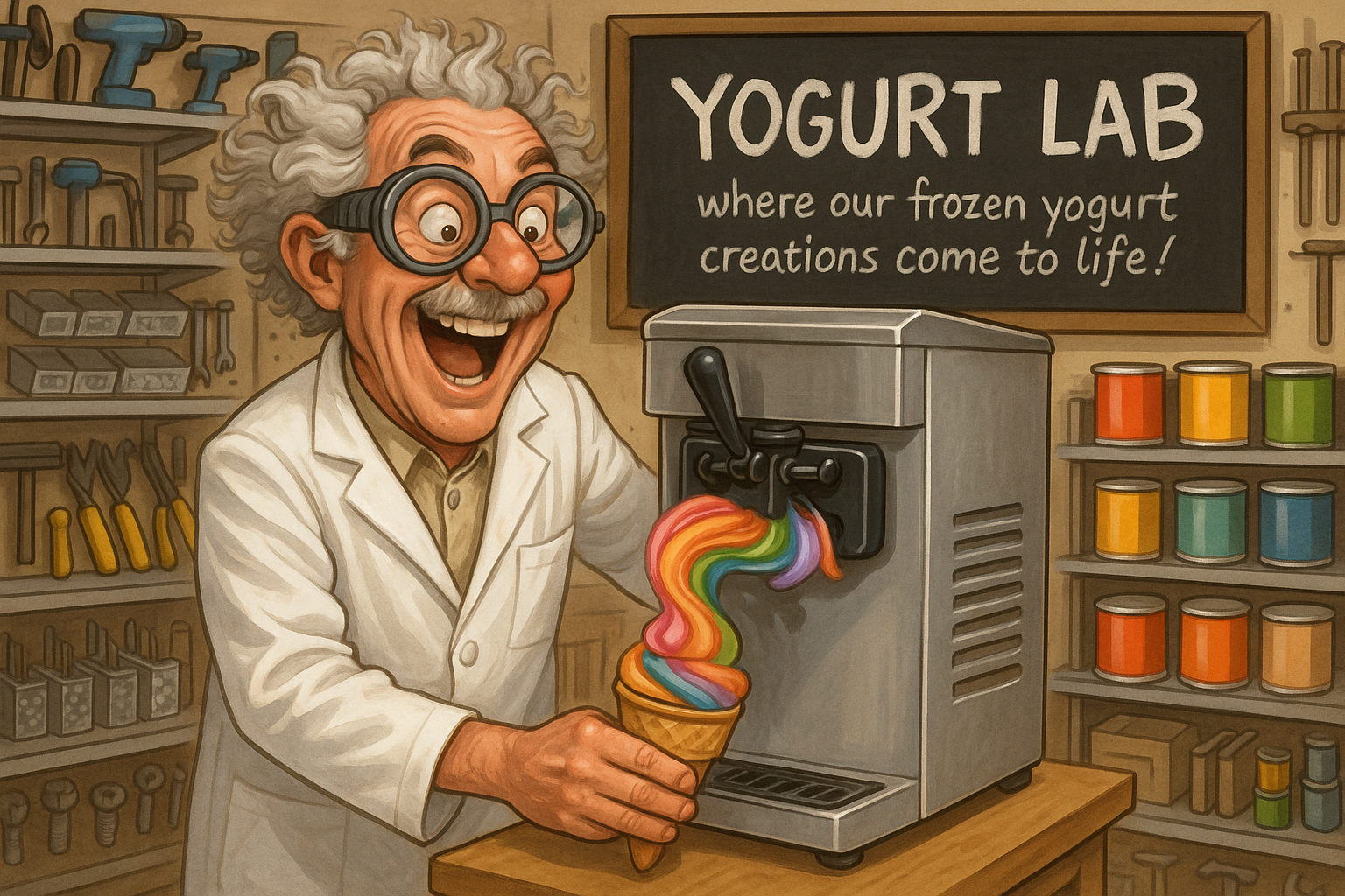 Buster Mad Scientist Frozen Yogurt Hardware Store